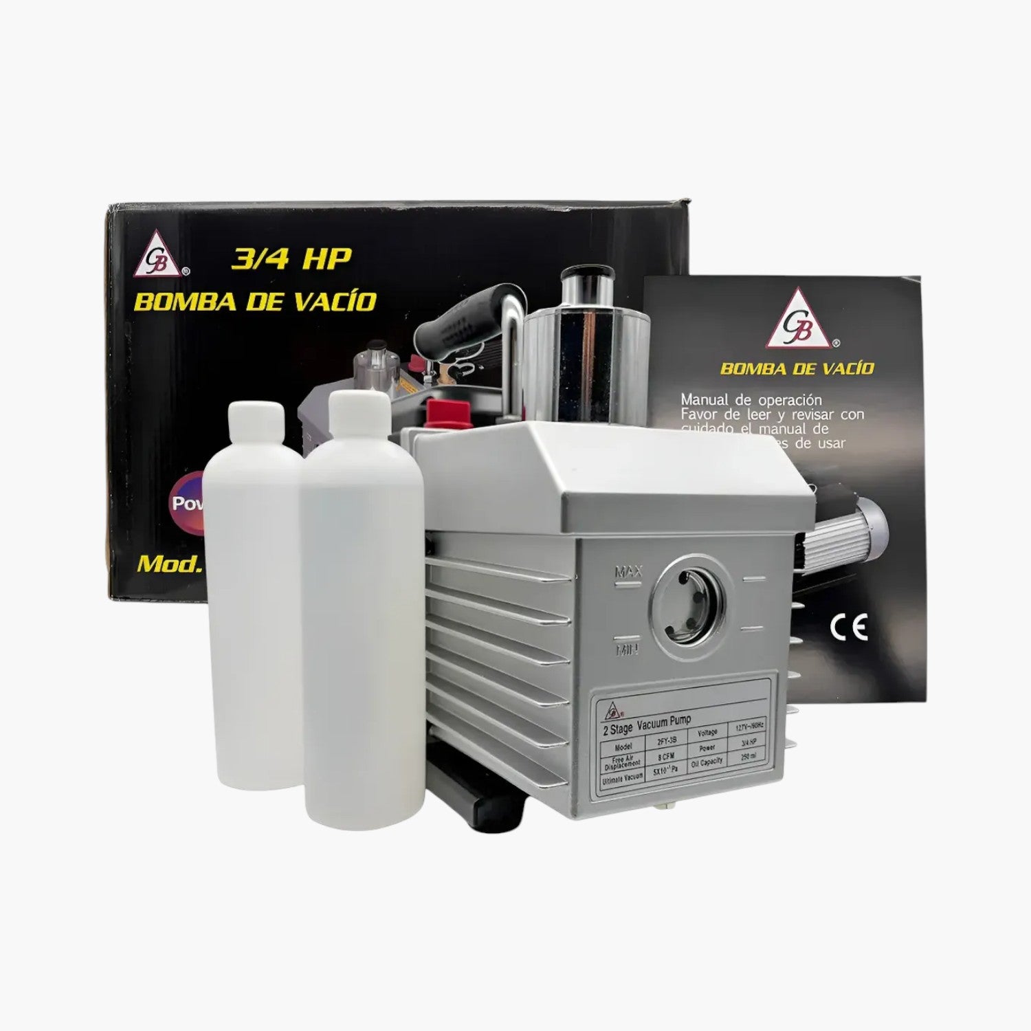 Bomba De Vacio 8 Cfm, 3/4 Hp, 2 Etapas, 250 Ml Aceite, Voltaje 127, 7.5 Amperes, Gb - 2FY-3B