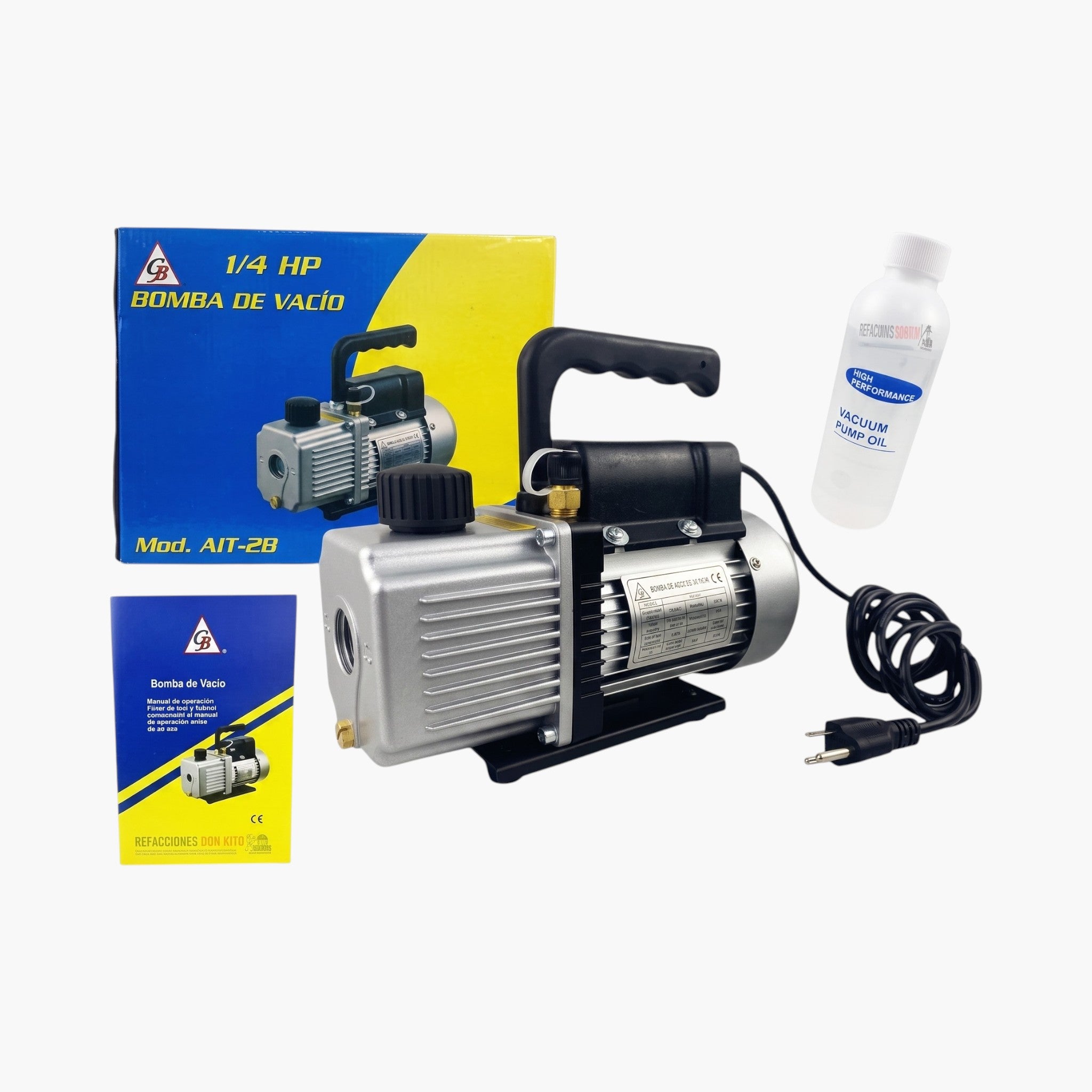 BOMBA DE VACIO 1/4 HP 2 ETAPAS MAS EFICIENTE REFRIGERACION, AIT-2B