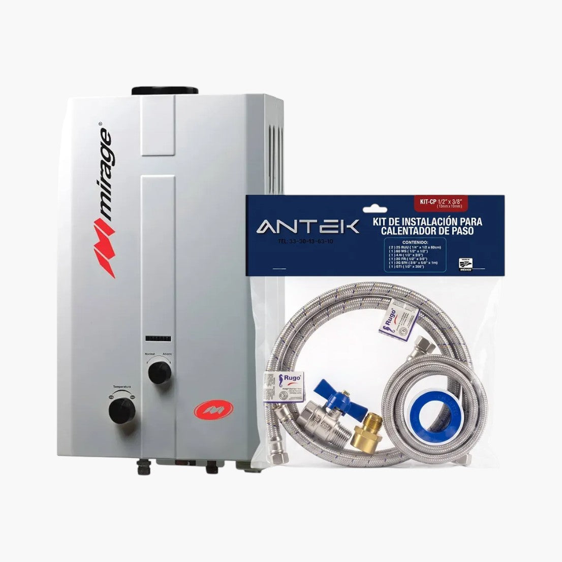 Boiler De Paso Mirage 6L (Gas LP) + Kit Instalación
