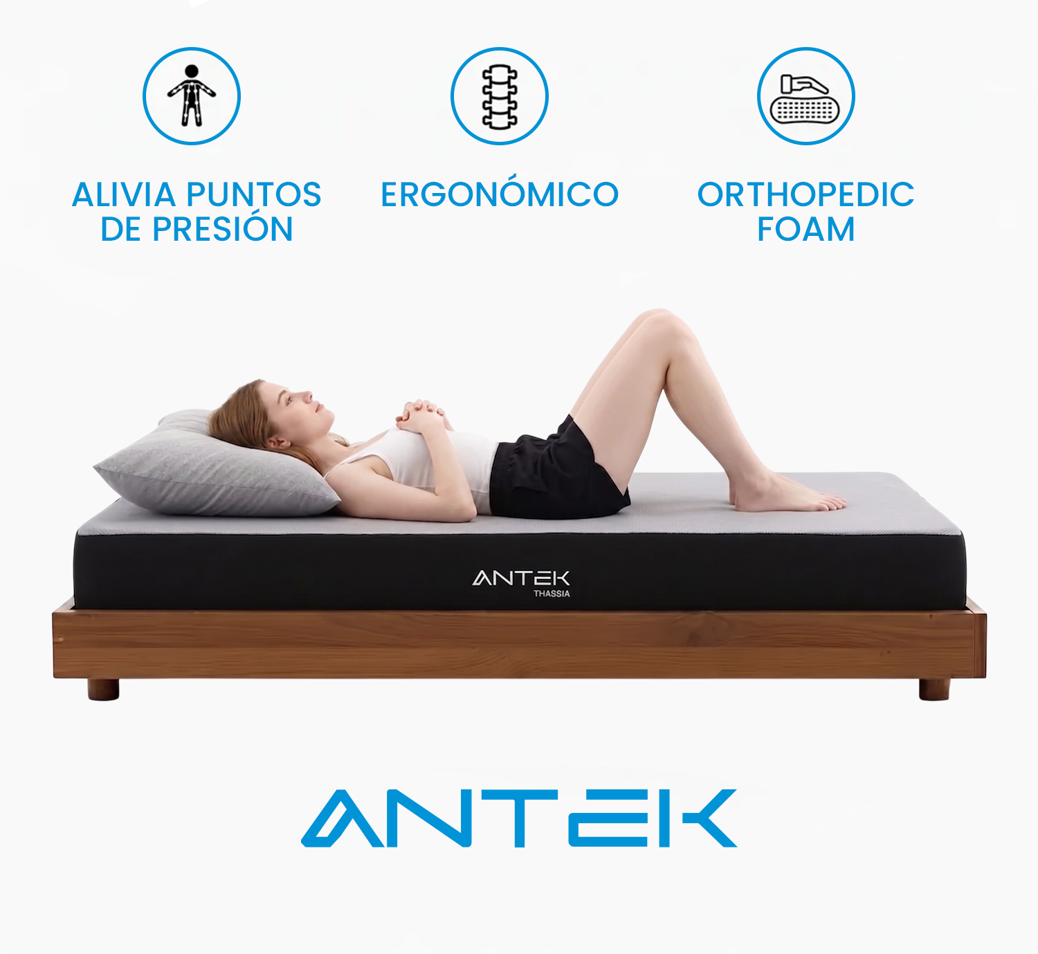 Colchón Matrimonial Caja Ortopédico Antek Memoryfoam Thassia