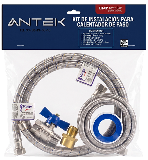 Kit Para Instalar Calentador De Paso Kit-cp 1/2" X 3/8" marca ANTEK