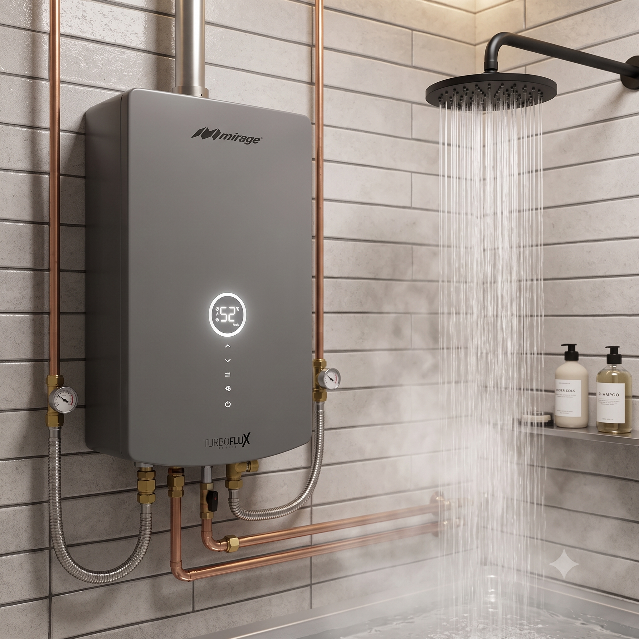 Calentador de Agua Turbo Flux Smart Gas Natural WiFi, Inverter 1.5 Servicios