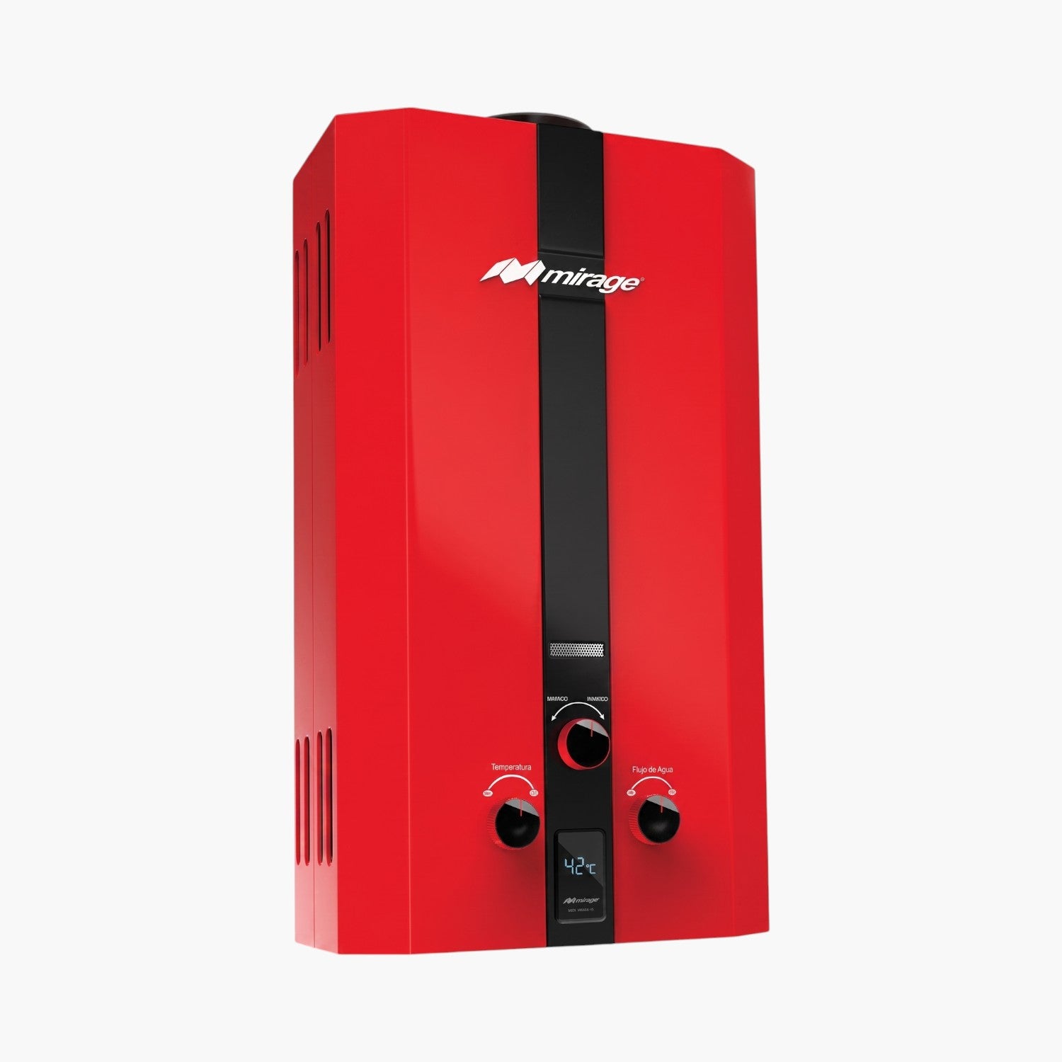 Mirage Boiler Gas Natural, Serie Flux, 10L/min, Color Rojo Modelo MBF10BC