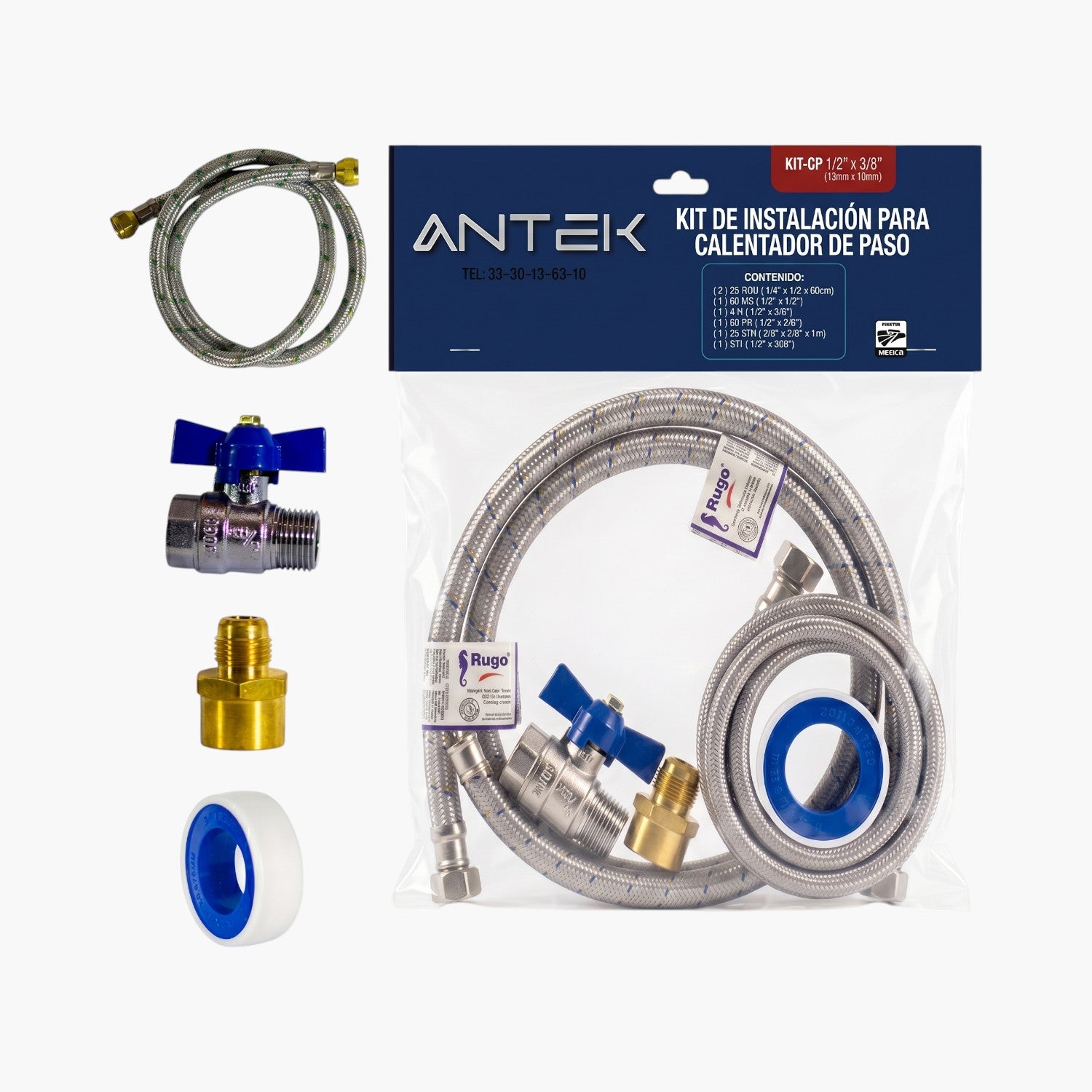Kit Para Instalar Calentador De Paso Kit-cp 1/2" X 3/8" marca ANTEK