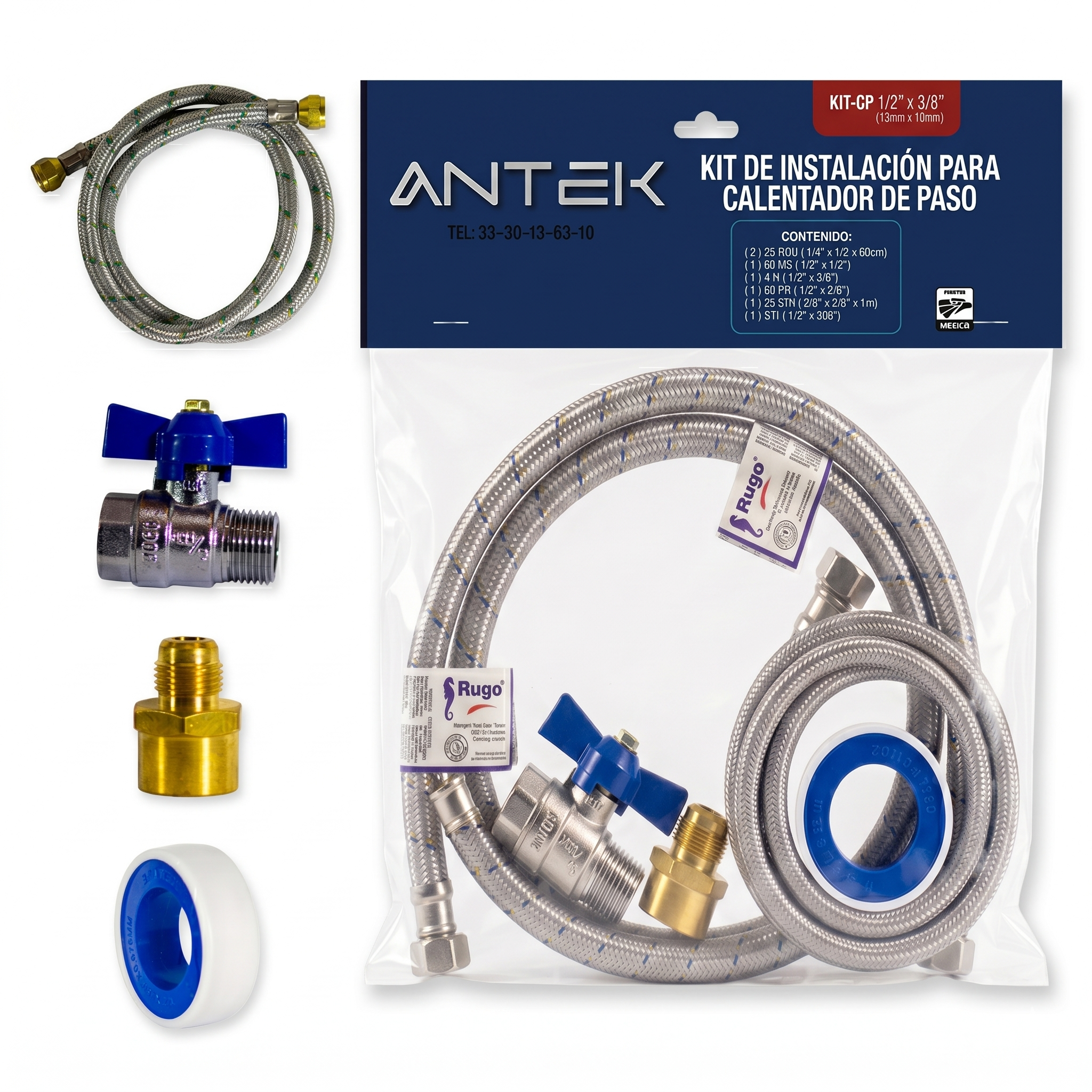 Kit Para Instalar Calentador De Paso Kit-cp 1/2" X 3/8" marca ANTEK