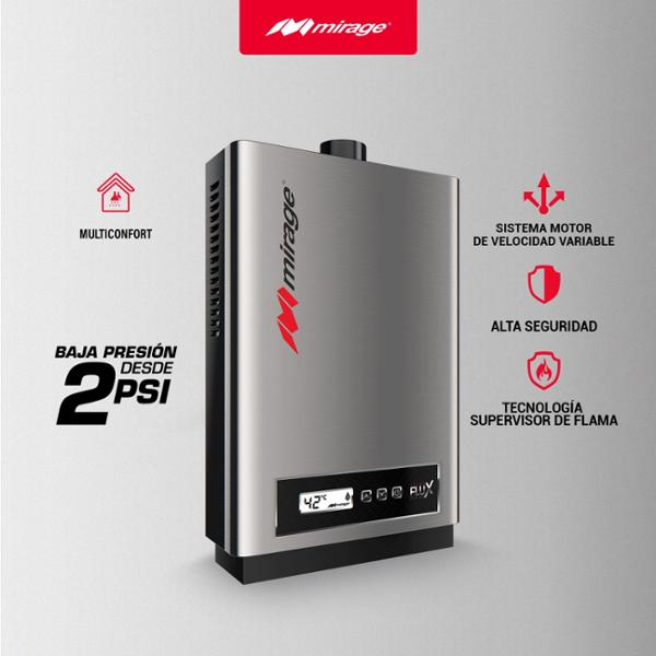Calentador de agua instantáneo 16 l/min gas lp para 2 servicios MBF16AF