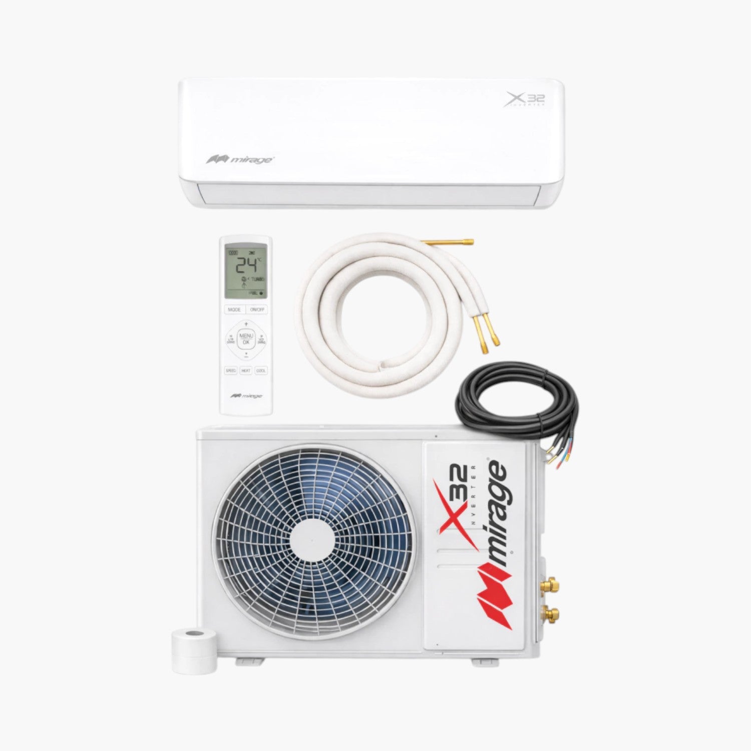 Minisplit Mirage Inverter X32 - 1 Ton, 220V, Solo Frío (CWF121E)