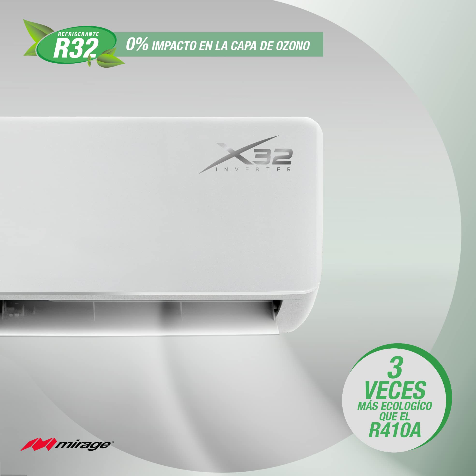 Minisplit Mirage Inverter X32 - 1 Ton, 220V, Solo Frío (CWF121E)