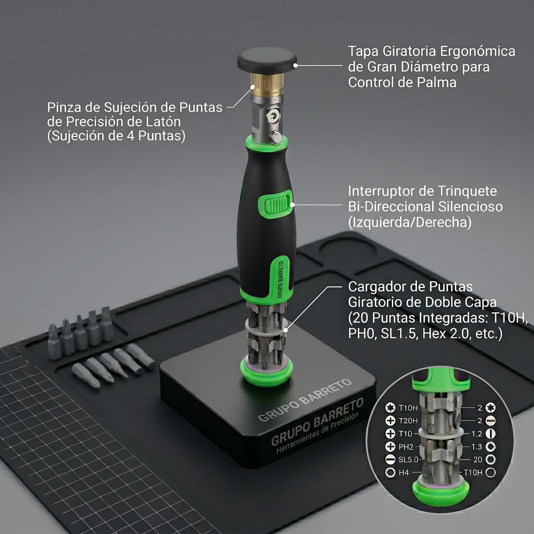 Destornillador Con Matraca Bi-direccional 10 Puntas